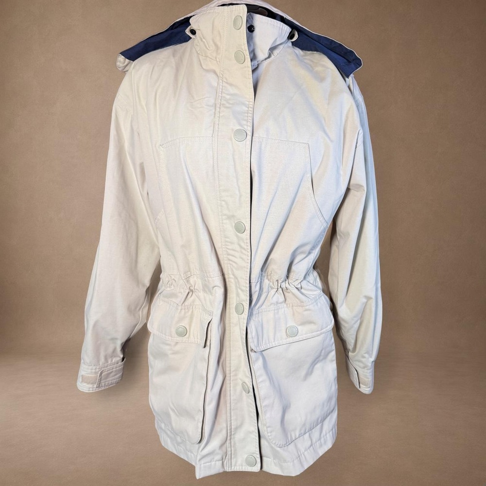 Beige Hooded Utility Jacket Medium Safari Field Coat Gorpcore